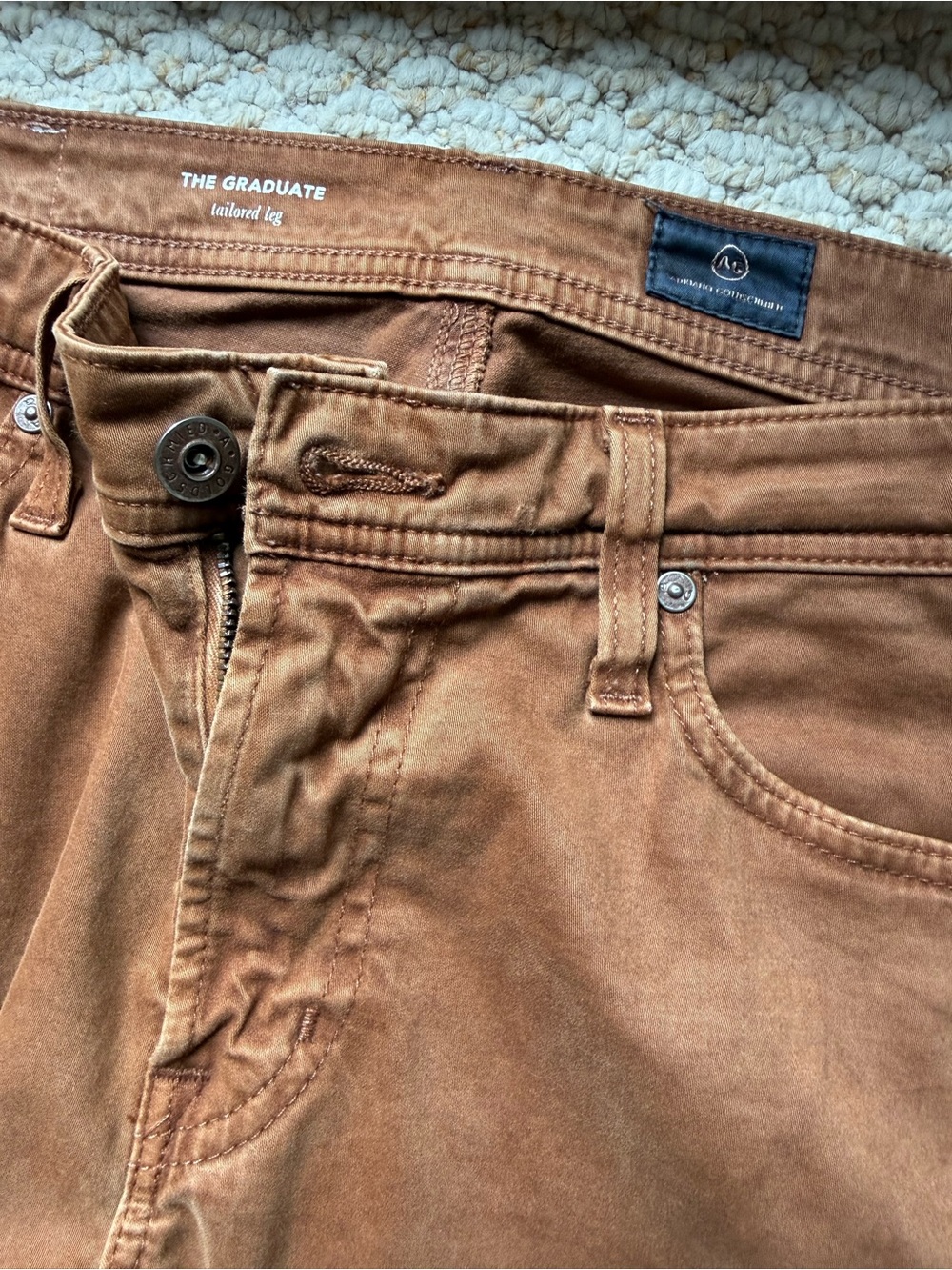 Ag Adriano Goldschmied The Graduate Tailored Leg Chinos - Rust Brown